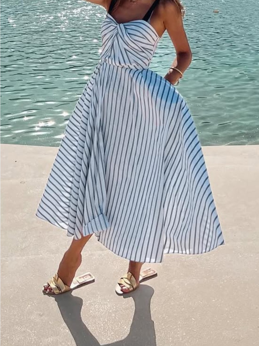 Jason Wu White and Navy Striped Maxi Dress - Picture 2 of 5